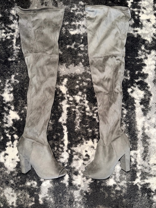 Fashion Nova Shoes - Brand New Gray Thigh High Block Heel Boots Size 6